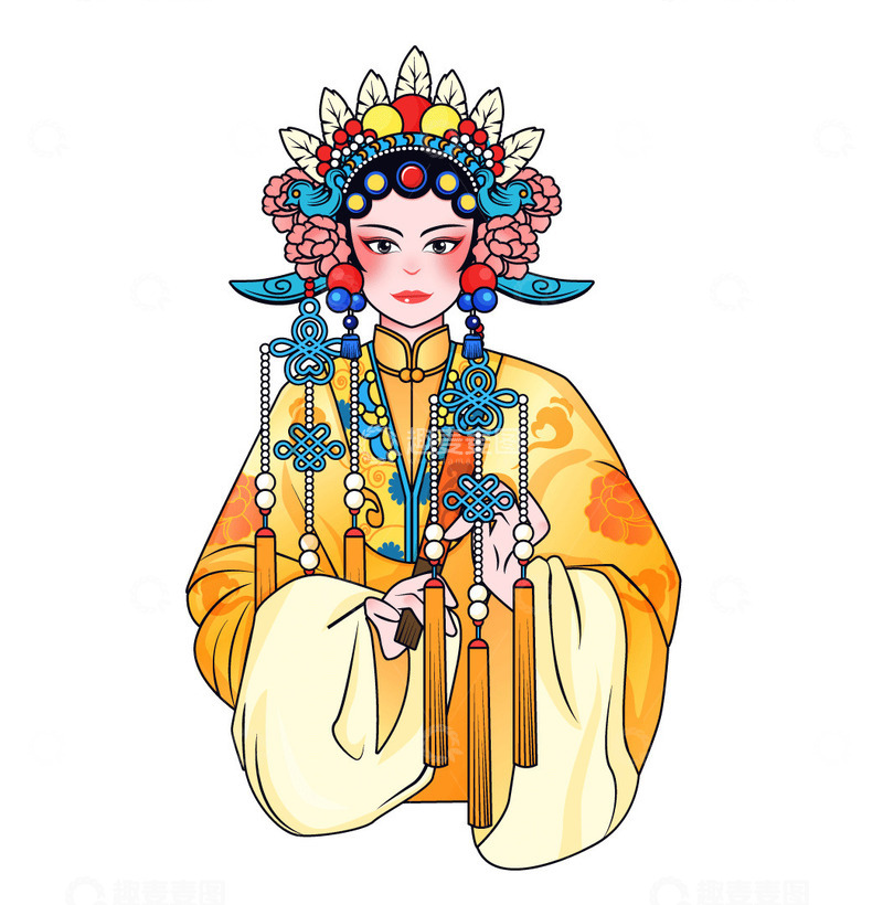 源文件下载【趣麦麦图】卡通矢量戏曲京剧人物花旦