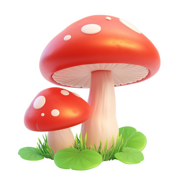 3D红色蘑菇
