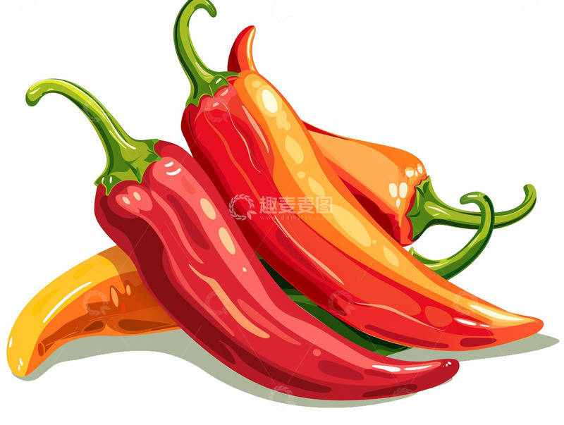 高清大图下载【趣麦麦图】手绘辣椒卡通插画