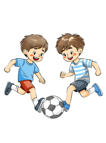 踢足球的小朋友卡通手绘体育培训