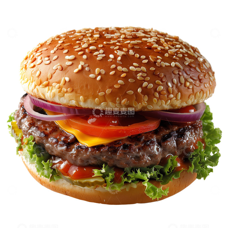 高清大图下载【趣麦麦图】香嫩牛排汉堡