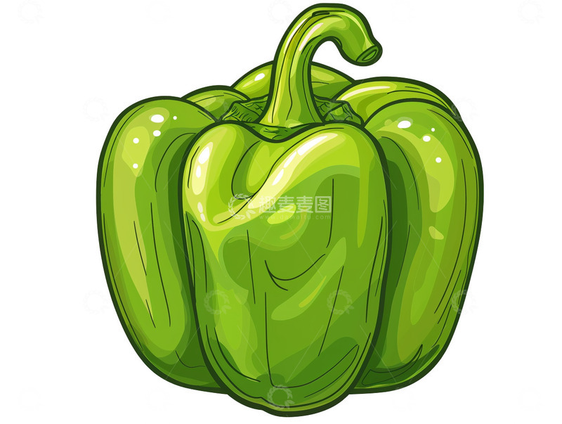高清大图下载【趣麦麦图】手绘青椒卡通插画