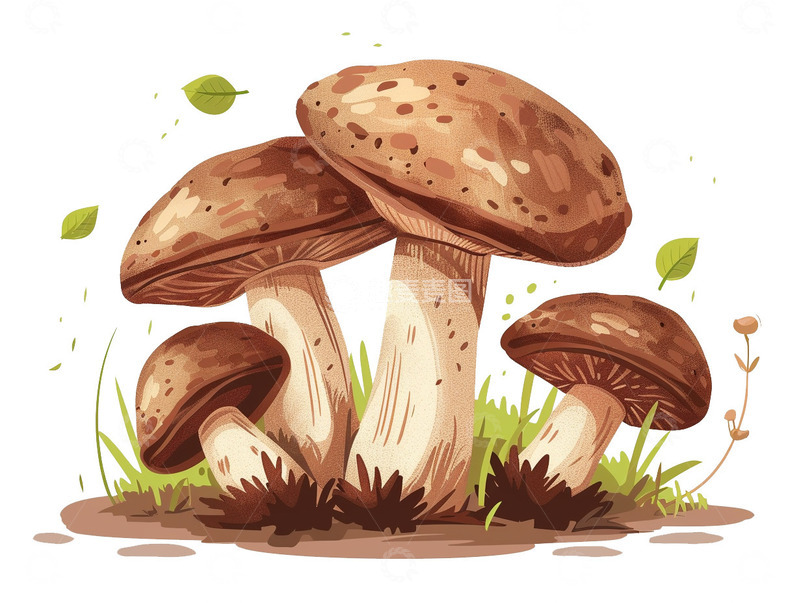 高清大图下载【趣麦麦图】手绘香菇春天生长