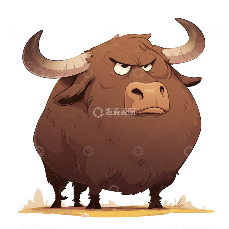 高清大图下载【趣麦麦图】手绘公牛卡通漫画形象