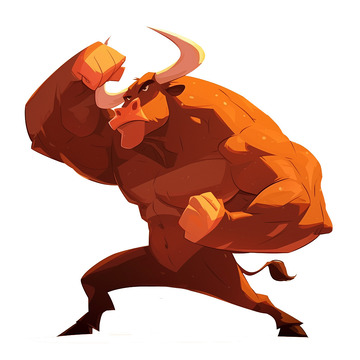健壮公牛股市牛市卡通形象
