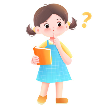 可爱儿童思考疑问问号元素