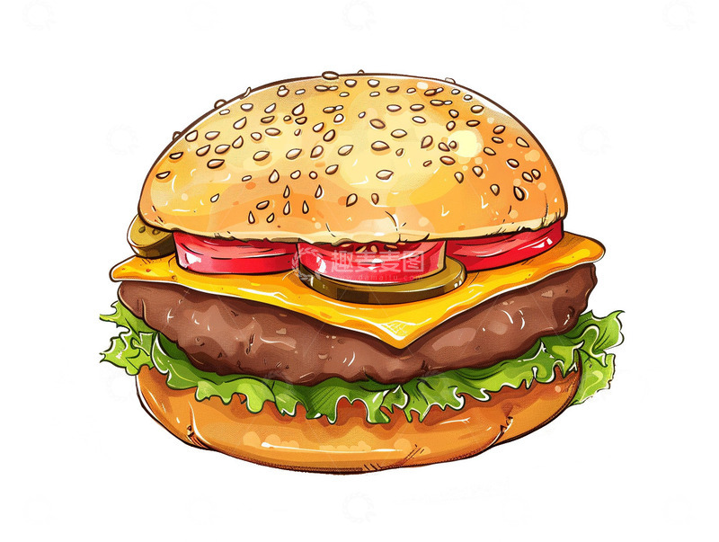 高清大图下载【趣麦麦图】手绘汉堡卡通元素