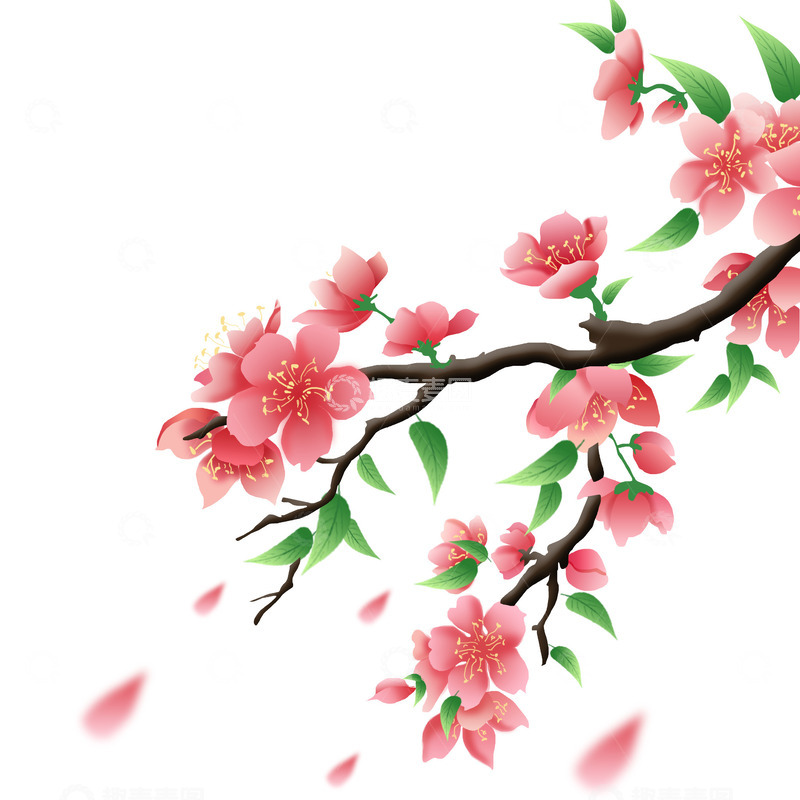 源文件下载【趣麦麦图】春天清新桃花元素