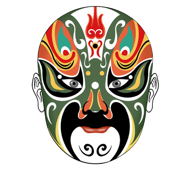 传统文化脸谱面具绿色
