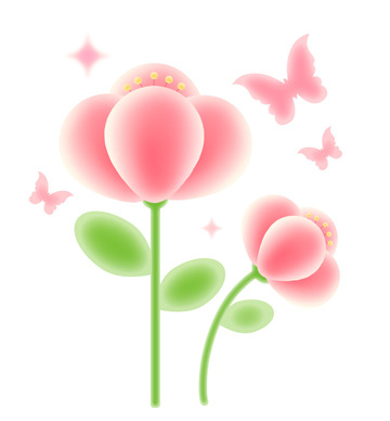春天弥散风花朵蝴蝶盛开元素