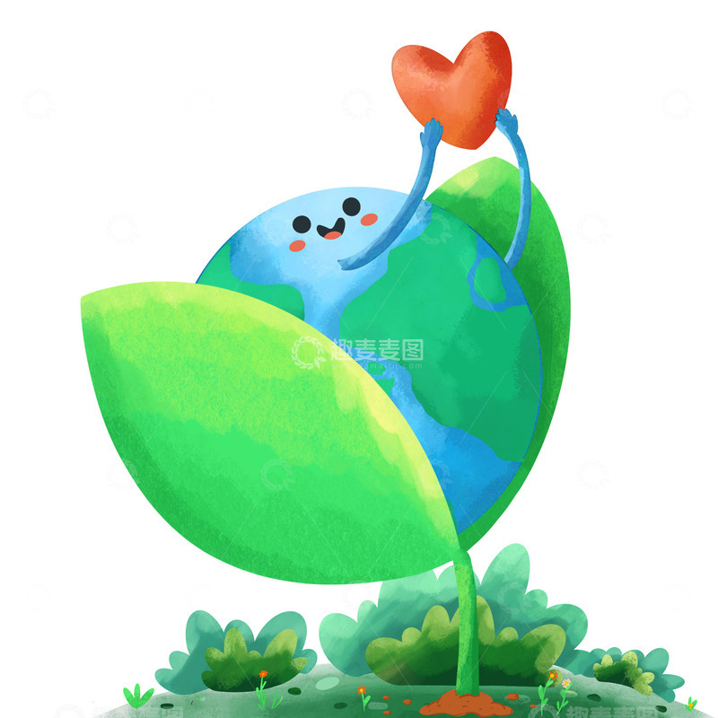 源文件下载【趣麦麦图】卡通地球创意手绘绿色环保