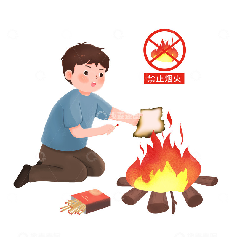 安全教育禁止烟火手绘