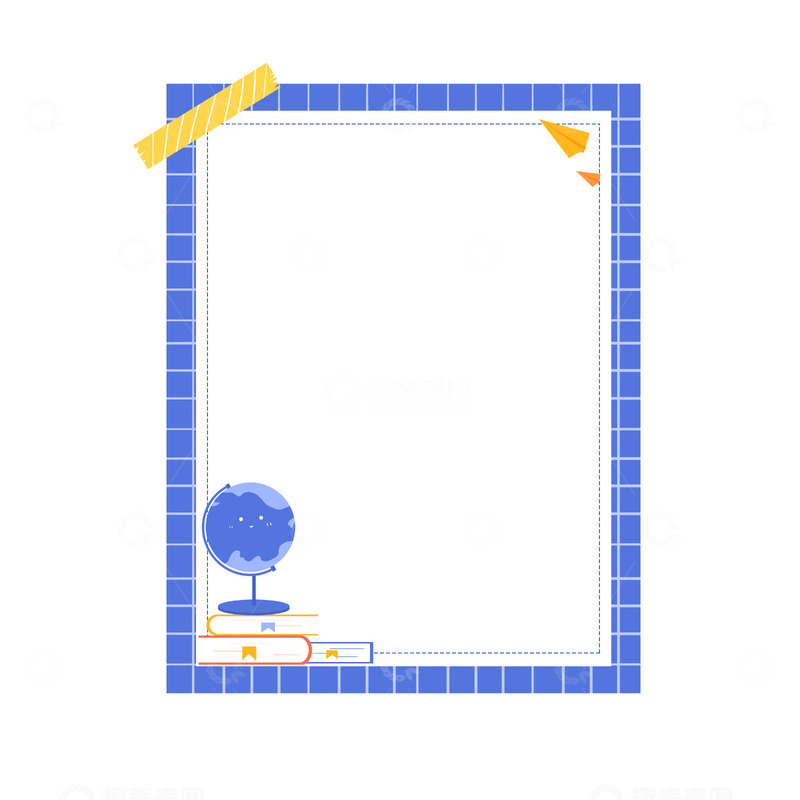 源文件下载【趣麦麦图】蓝色学习儿童边框