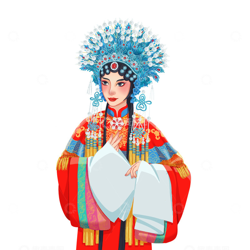 源文件下载【趣麦麦图】国风京剧手绘人物插画