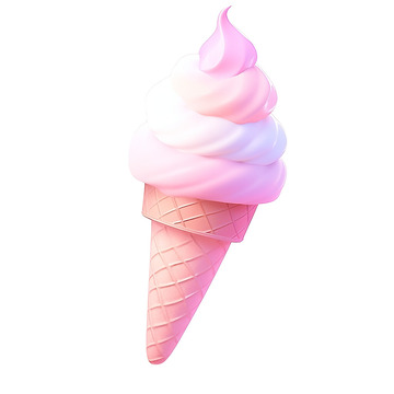 粉色的甜筒冰淇淋