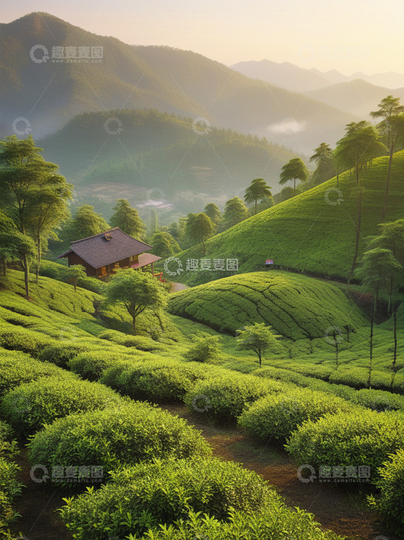 高清大图下载【趣麦麦图】漫山遍野的茶树阳光明媚