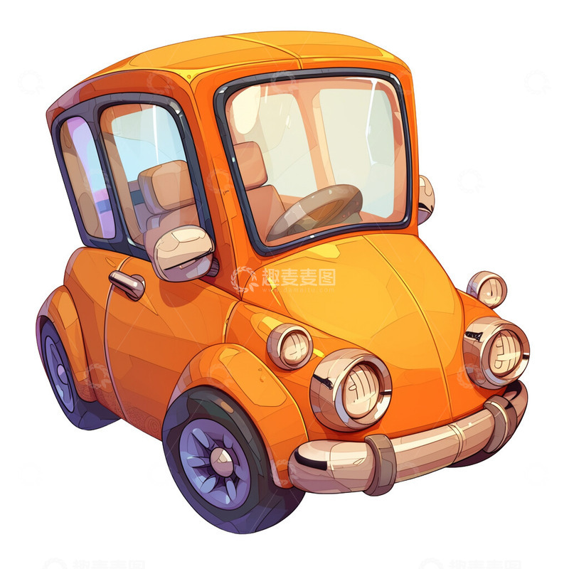 高清大图下载【趣麦麦图】-卡通小汽车插画