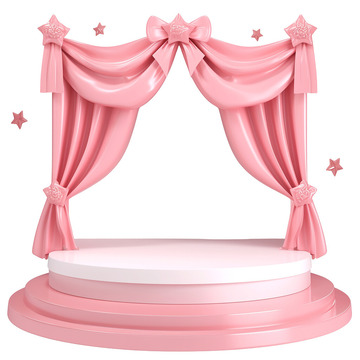 粉色幕布的展台