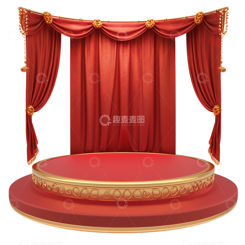 高清大图下载【趣麦麦图】红色幕布的展台