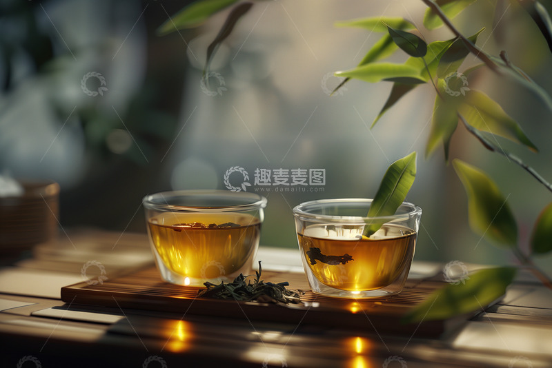 高清大图下载【趣麦麦图】茶叶品茶高清近景背景