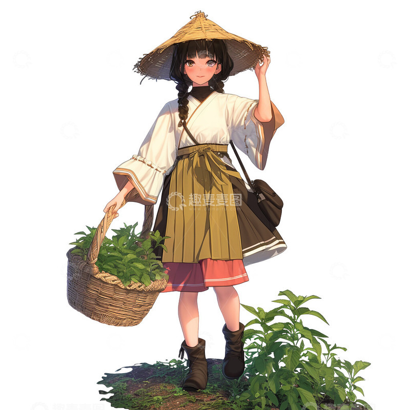 高清大图下载【趣麦麦图】采茶的女孩子
