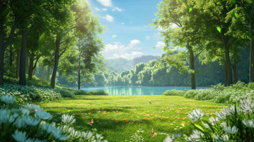 春天户外树林草地背景