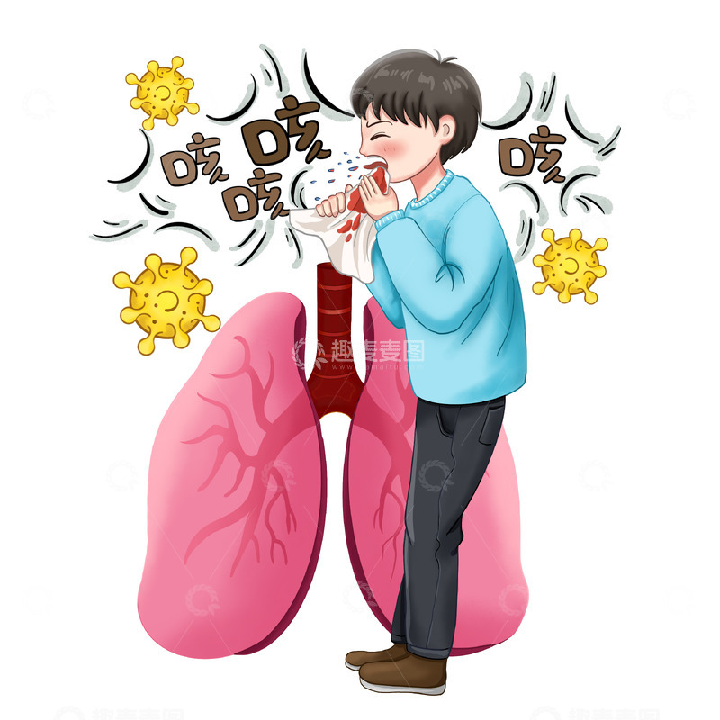 源文件下载【趣麦麦图】世界防止结核病日咳嗽肺病毒咳血