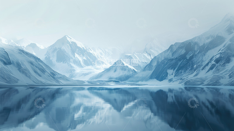 唯美雪山山峰风景海报背景图