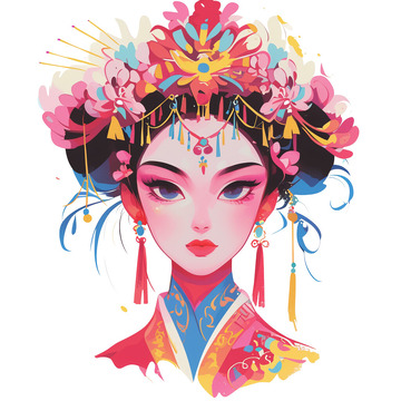 戏剧装扮的女生头像插画