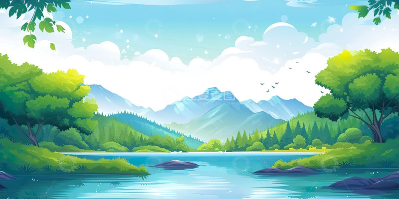 清新春天户外森林风景