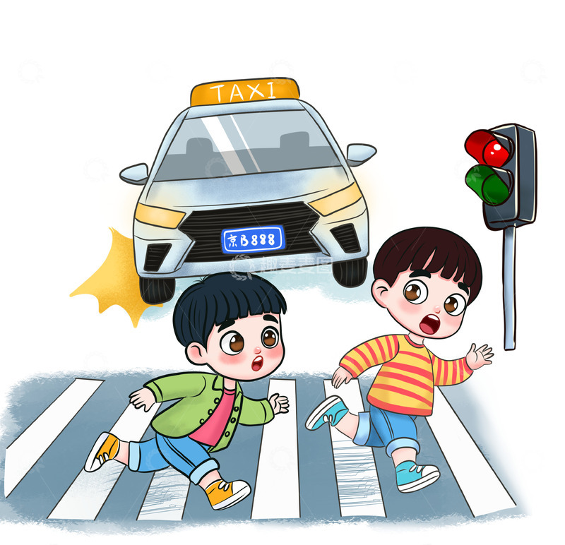 源文件下载【趣麦麦图】交通安全手绘卡通素材
