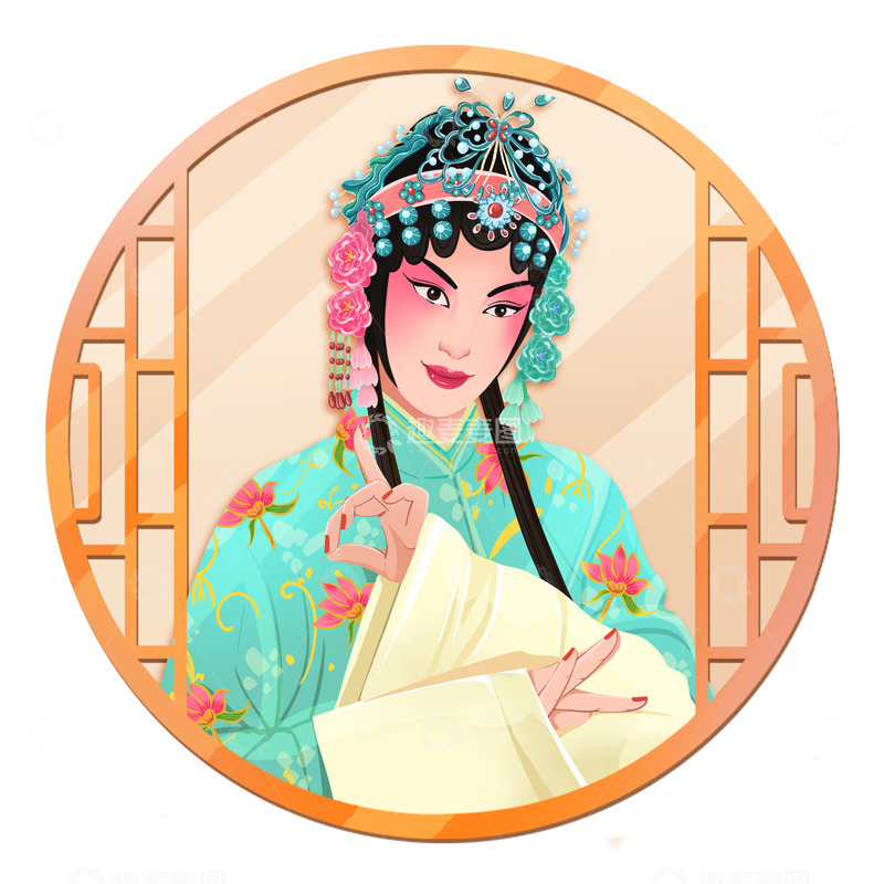 源文件下载【趣麦麦图】戏曲人物插画元素