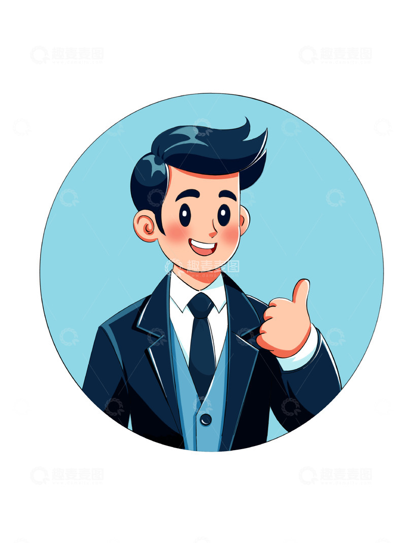 源文件下载【趣麦麦图】销售经理经纪房产中介卡通西装男人物头像