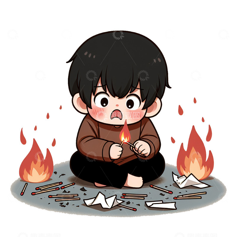 高清大图下载【趣麦麦图】儿童安全消防教育卡通素材