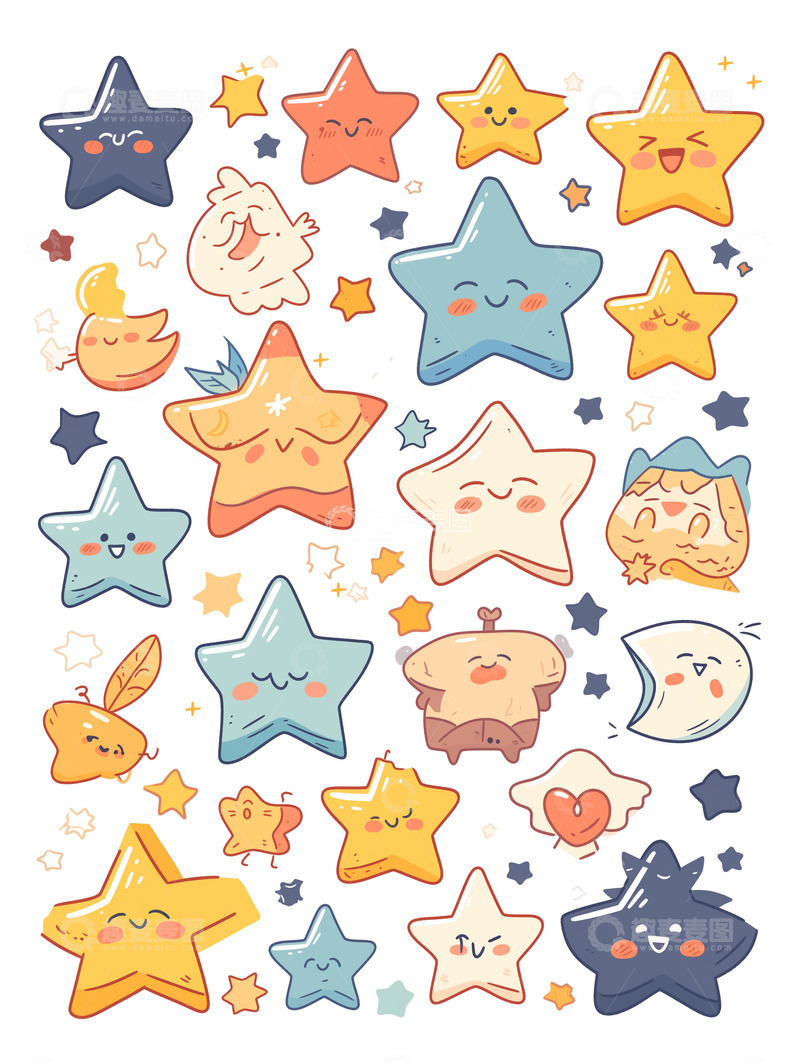 可爱表情五角星元素