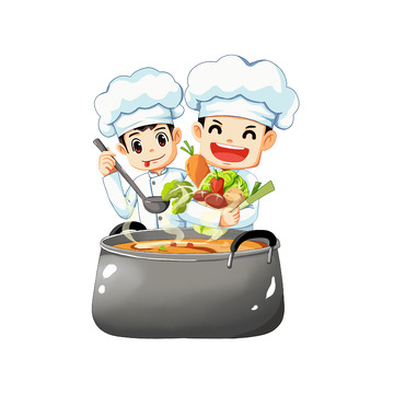 厨师烹饪一锅浓汤
