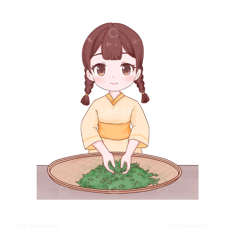 源文件下载【趣麦麦图】制茶春茶人物