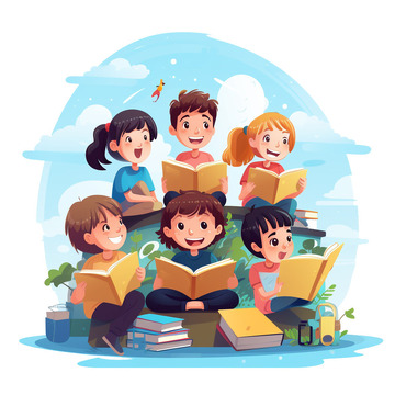 读书阅读的孩子们