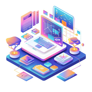 2.5d科技感电脑元素