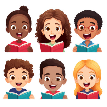 孩子阅读的卡通头像