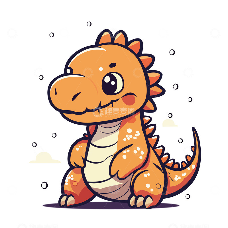 高清大图下载【趣麦麦图】可爱恐龙扁平插画