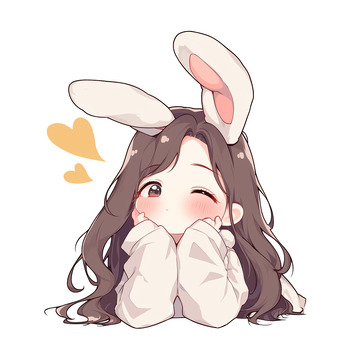 可爱的兔耳朵女孩子标签头像卡通