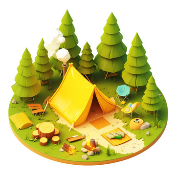 等距风格简约风格卡通风格野外露营帐篷