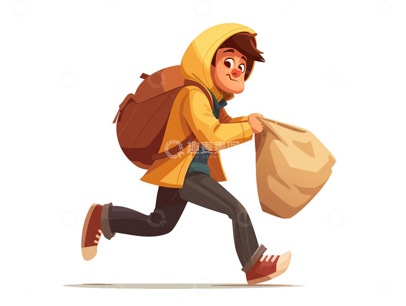 高清大图下载【趣麦麦图】拿着包袱的小偷