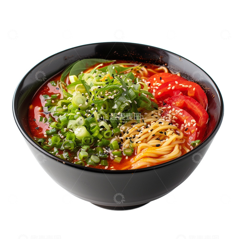 高清大图下载【趣麦麦图】一碗西红柿香葱汤面