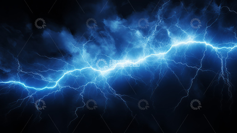 高清大图下载【趣麦麦图】蓝色闪电雷电光效样式背景