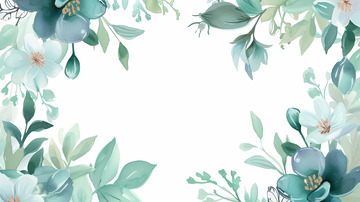 小清新绿色花框花边背景