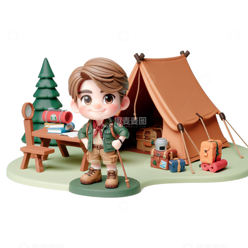 高清大图下载【趣麦麦图】-户外探索露营3D素材