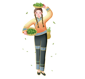 采茶女人物插画素材