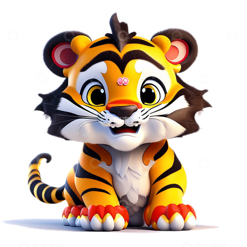 源文件下载【趣麦麦图】3D可爱风老虎插画4